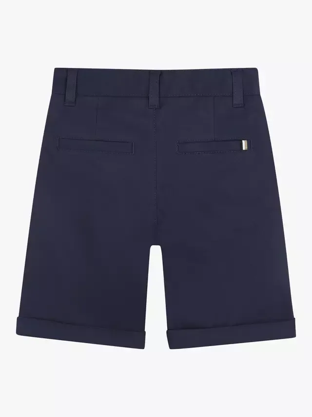 Детские хлопковые шорты-чиносы из смесовой хлопковой ткани HUGO BOSS, Navy — фото 2