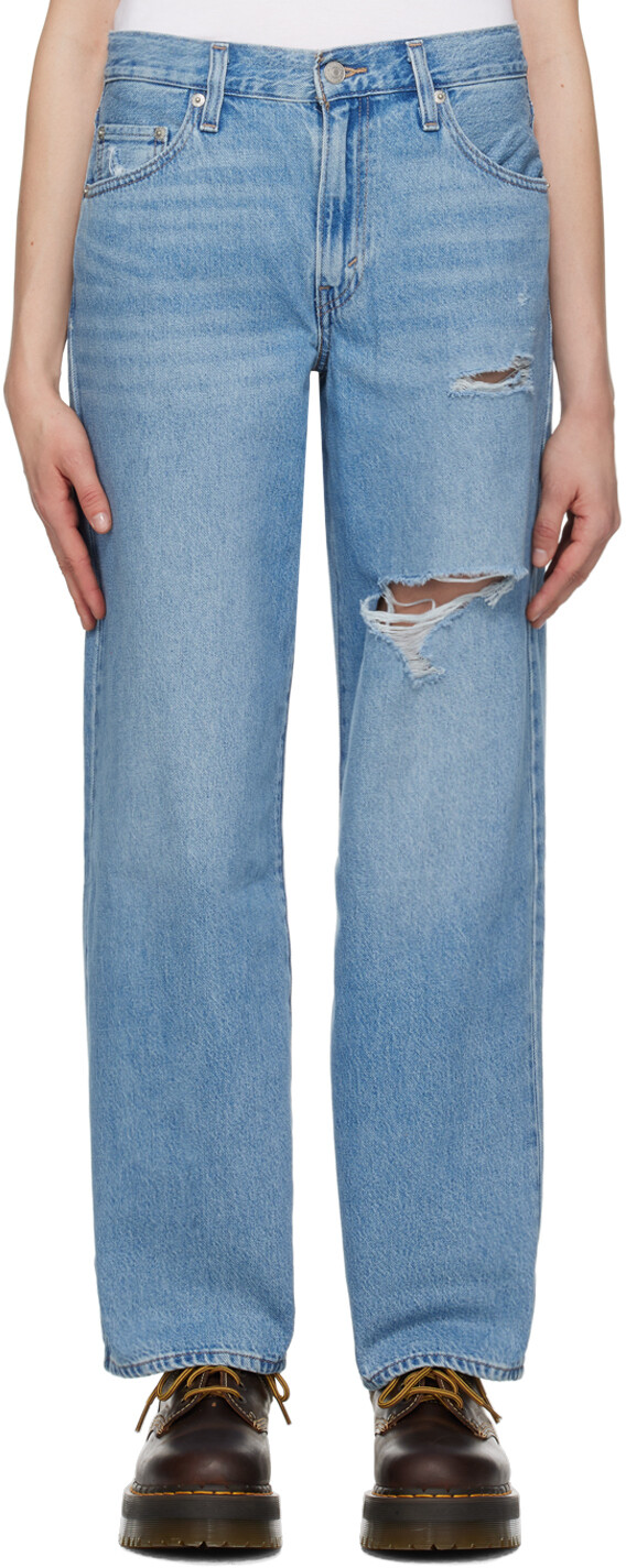 

Синие мешковатые джинсы для папы Levi'S, цвет Damage