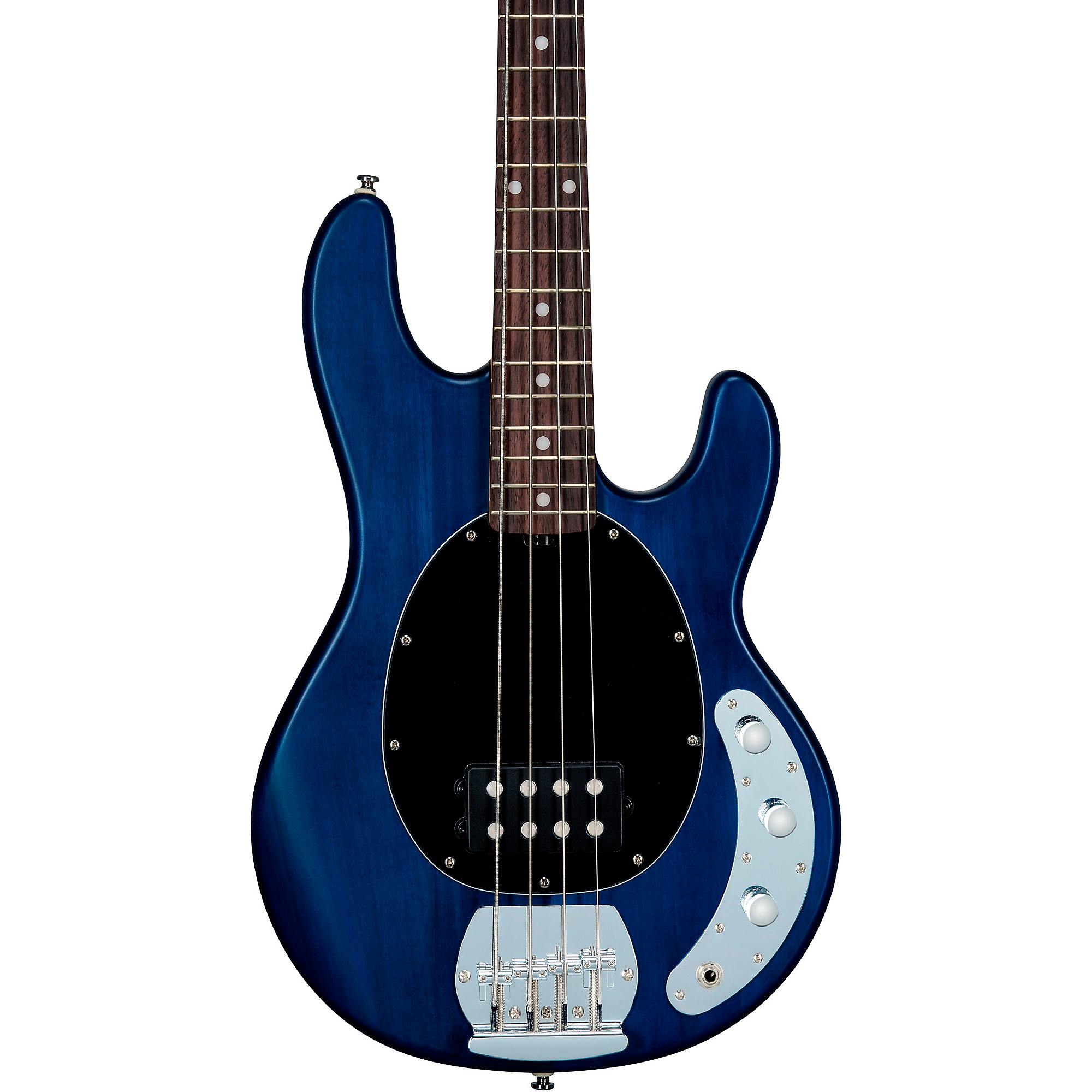 

Sterling by Music Man StingRay Ray4 Электрический бас-гитара Satin Transparent Blue Black Pickguard