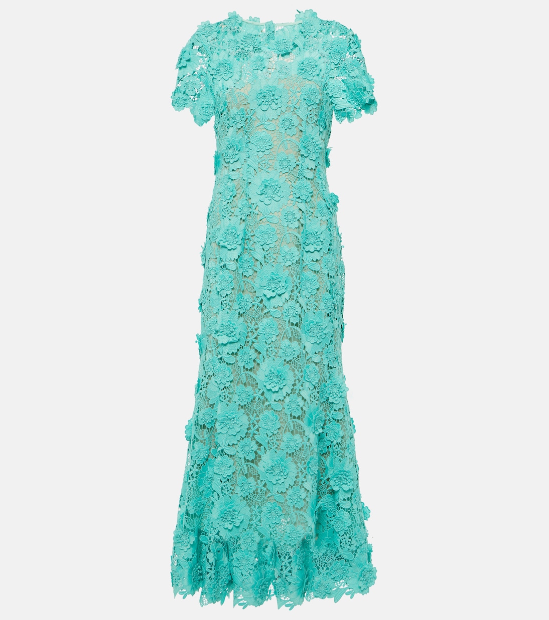 

Платье миди с цветочным гипюровым кружевом Oscar de la Renta, Soft Mint