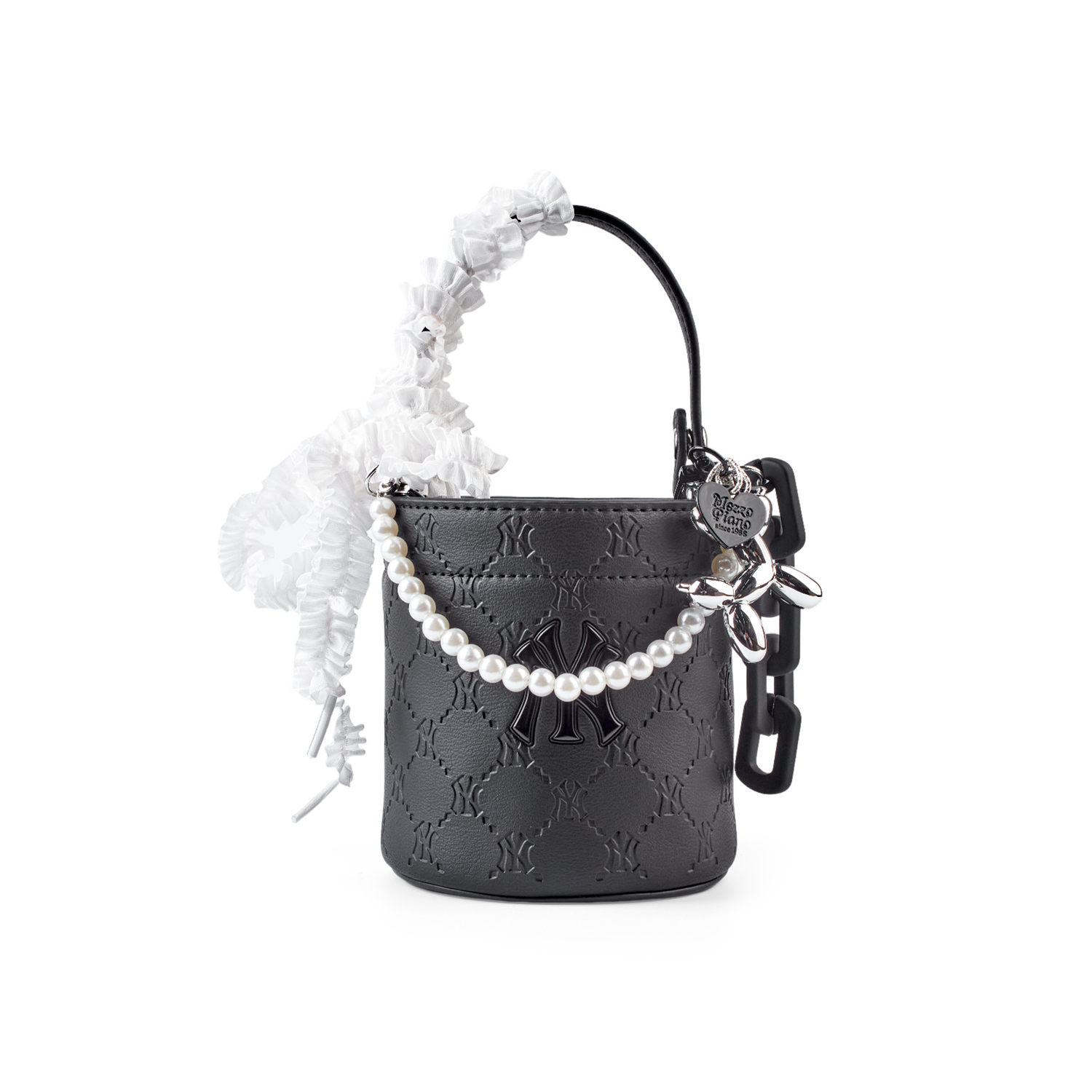 

MLB Кожаная сумка ведро женская черная, Black