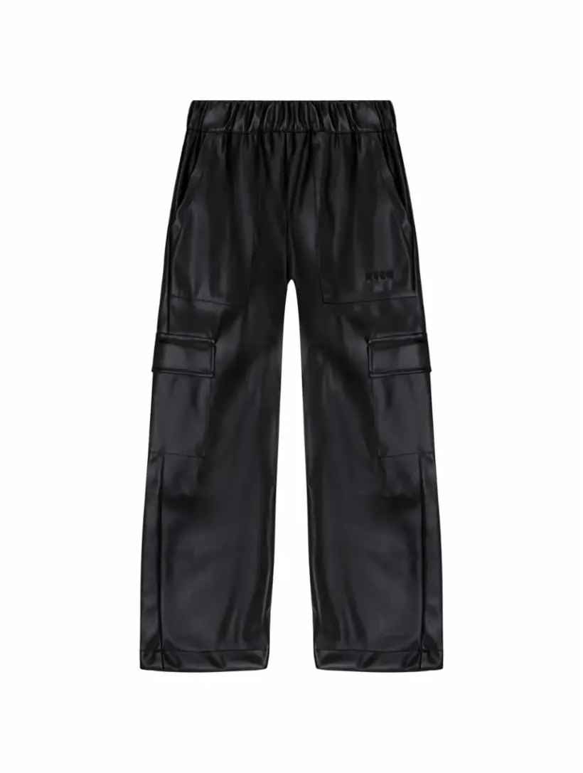 

Кожаные широкие брюки MSGM, черный