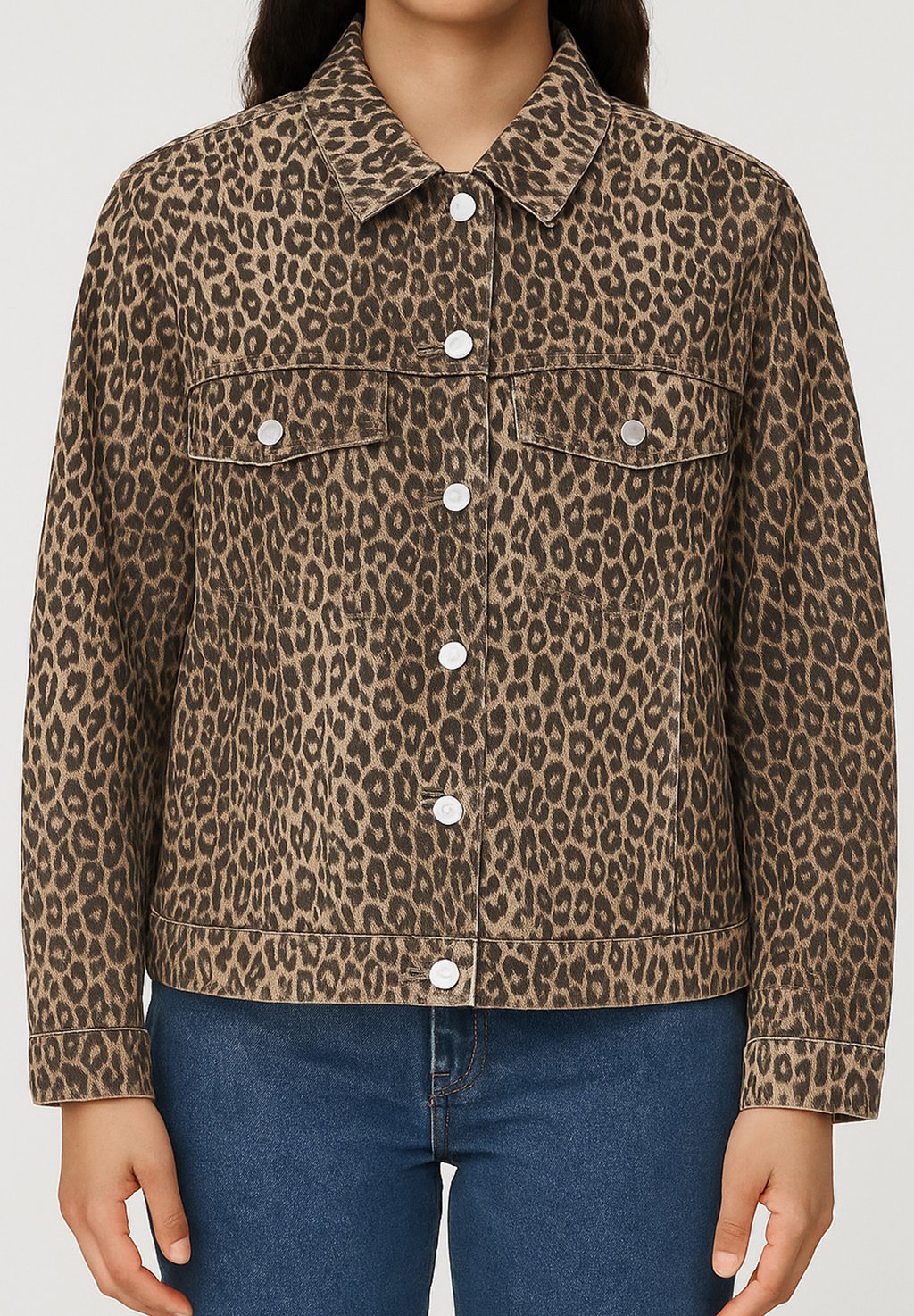 

Джинсовая куртка LEO PRINT MIT KRAGEN UND BRUSTTASCHEN Vero Moda, коричневый