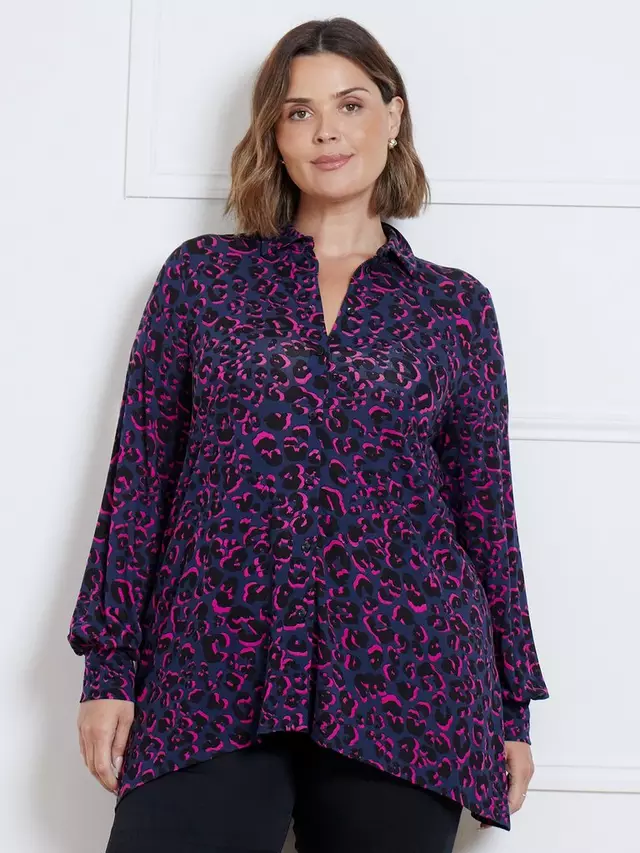

Топ Live Unlimited Curve Leopard Print Hank Hem, разноцветный
