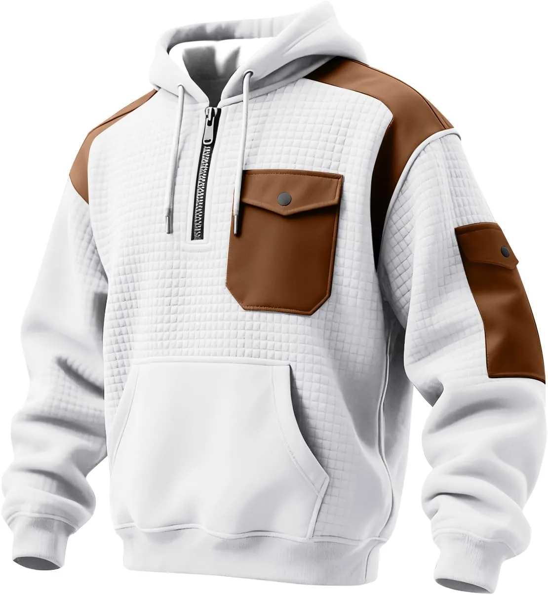 

Мужская флисовая толстовка с капюшоном и молнией на четверть RTTUIOP