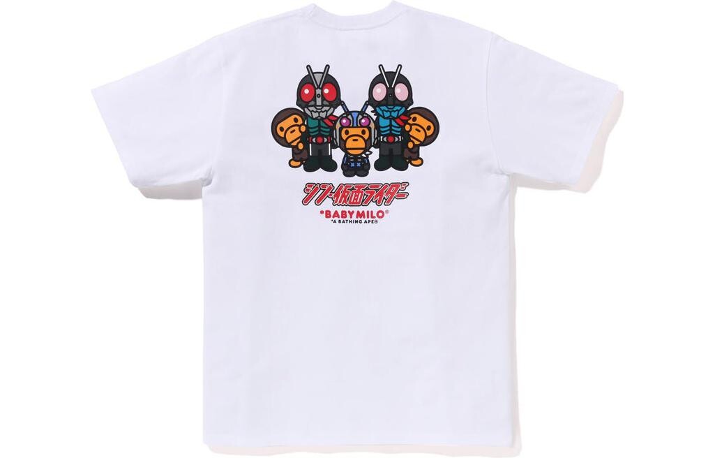 

Футболка BAPE X Shin Kamen Rider #1 Baby Milo черная A Bathing Ape, белый