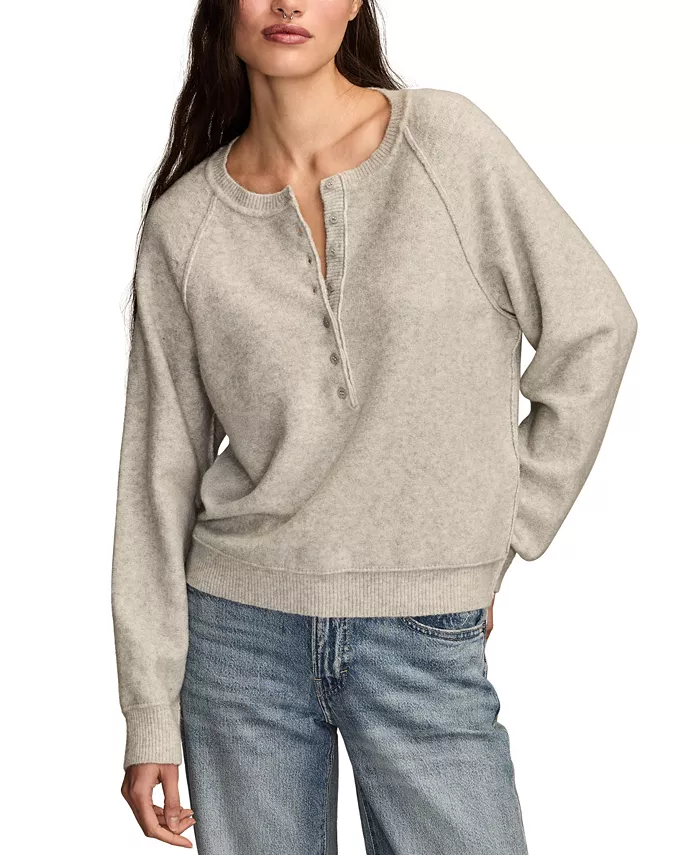 

Женский свободный свитер хенли Lucky Brand, серый