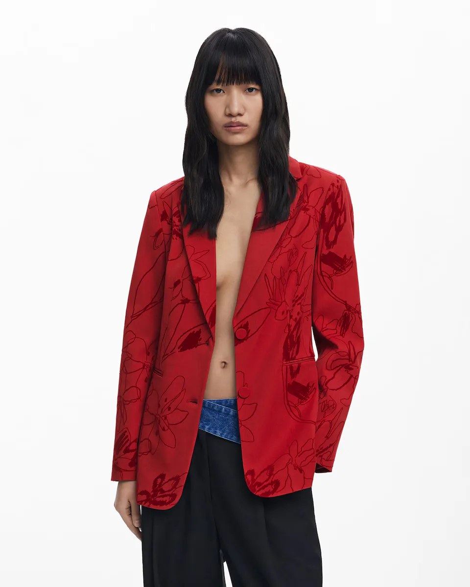 

Женский пышный блейзер с застежкой на пуговицы Desigual, красный