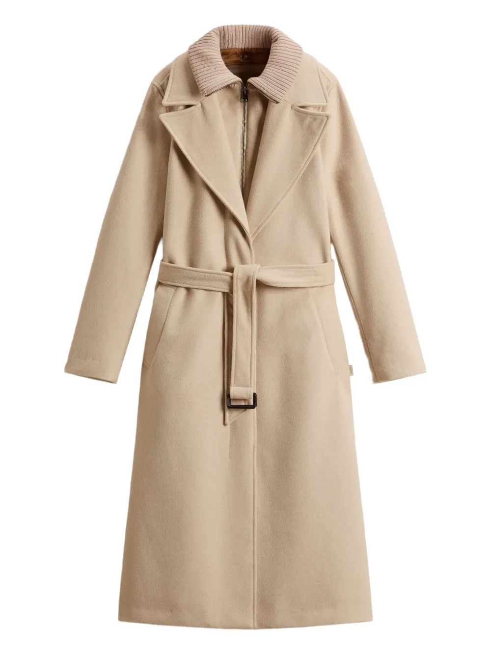 

Однобортное пальто на молнии с поясом WOOLRICH, нейтральный