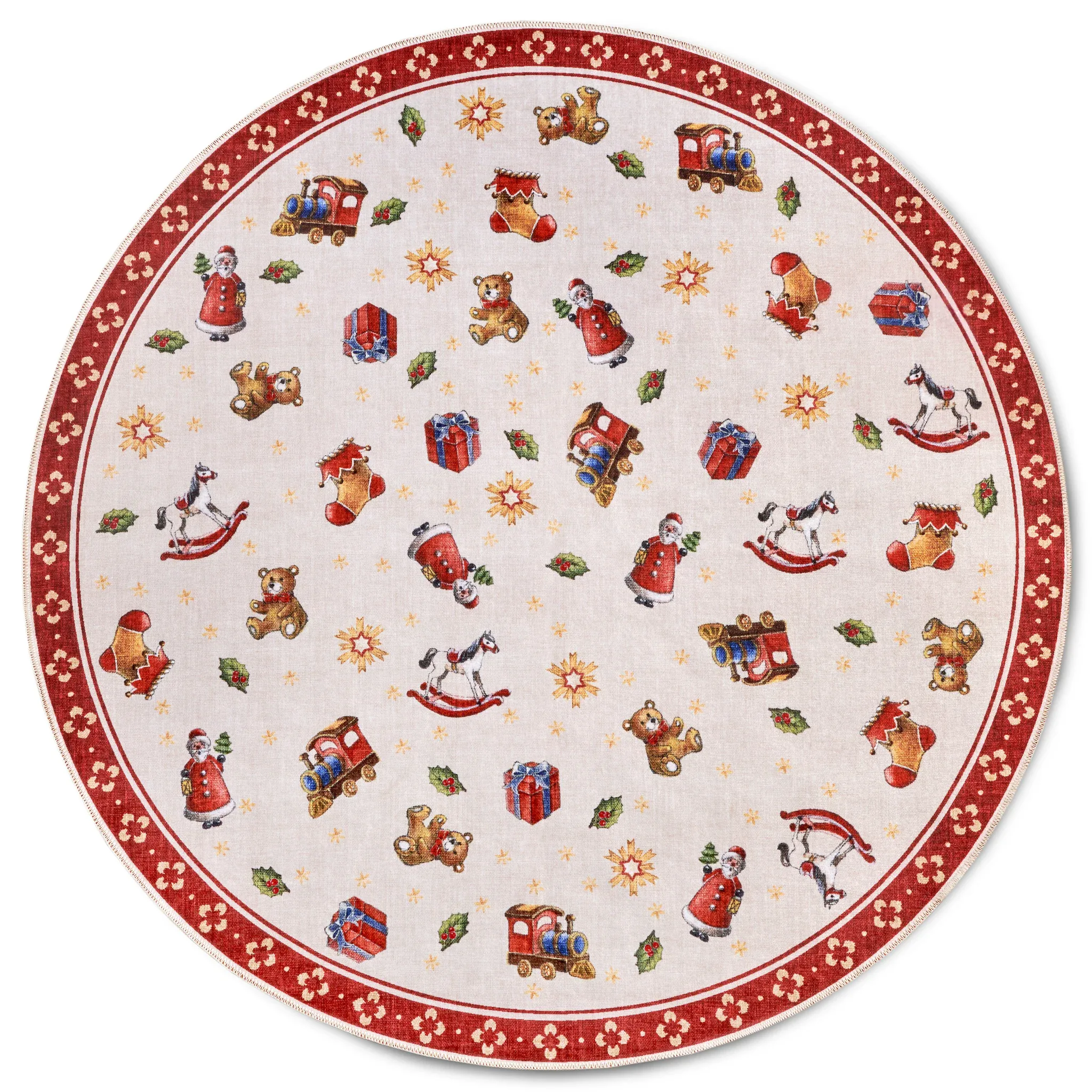 

Ковер Villeroy & Boch "Nostalgic Toy's Delight, квадратный, круглый и бегунок", прямоугольный, высота 3 мм, Рождество, гостиная, прихожая, подарок, Toys Delight, украшение, красный/мультиколор