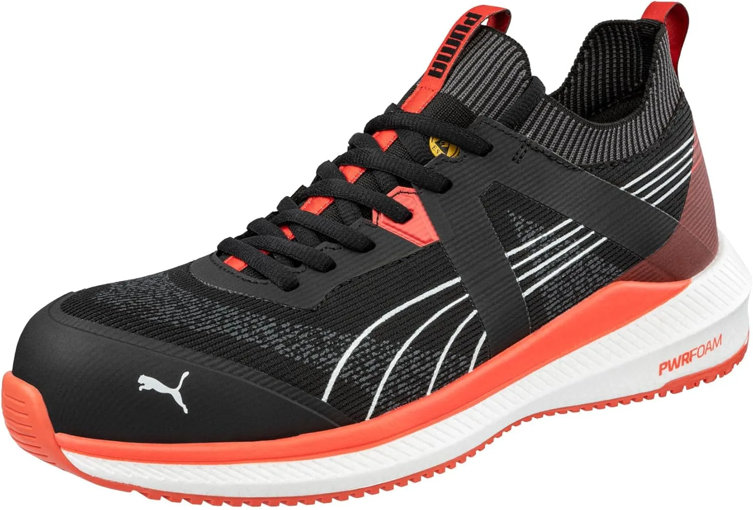 Мужские защитные кроссовки PUMA Turbo Low S1PS ESD с защитным носком, противоскользящим покрытием, легкие, черный/красный