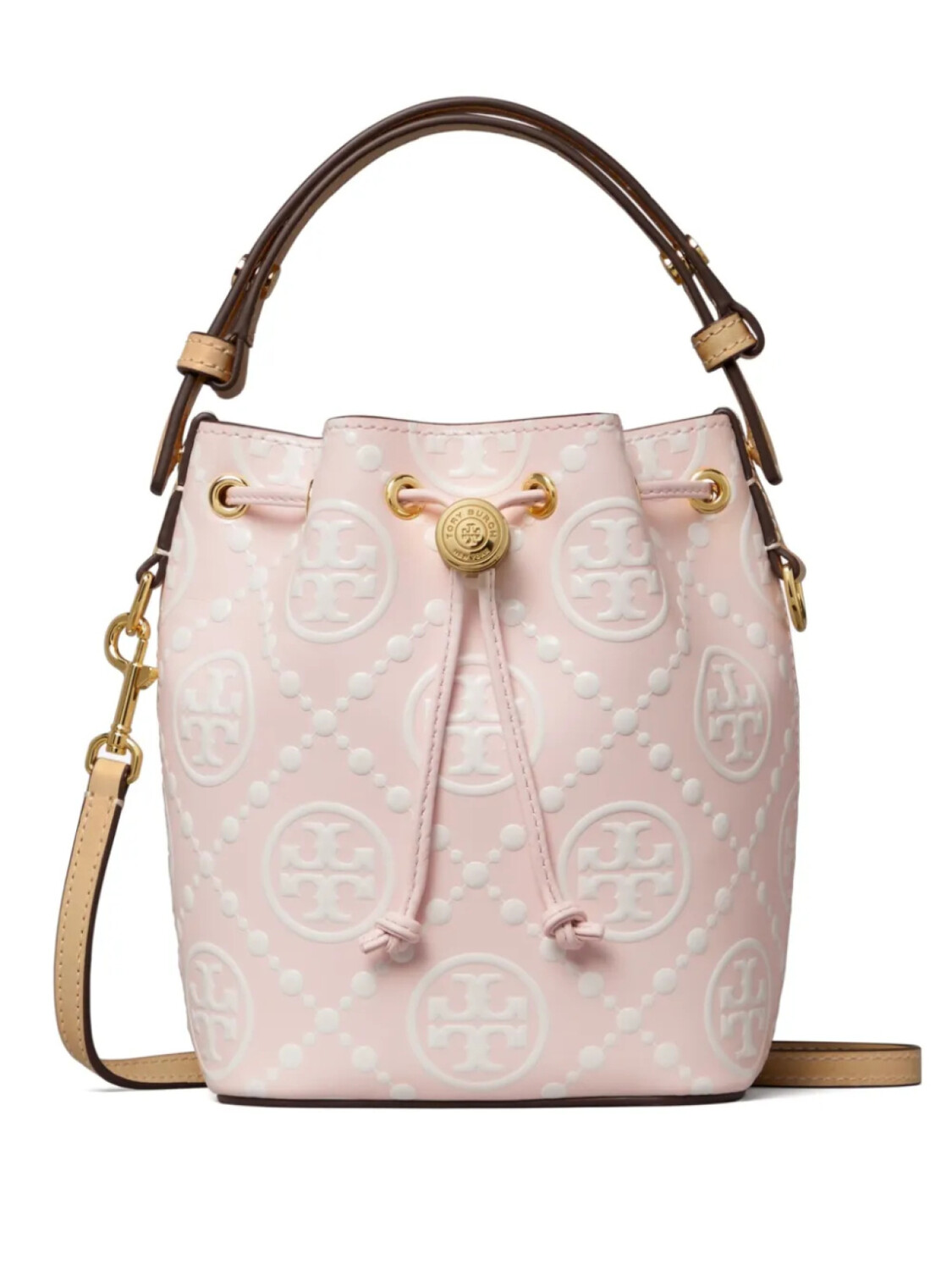 

Сумка-ведро Tory Burch mini T Monogram, розовый
