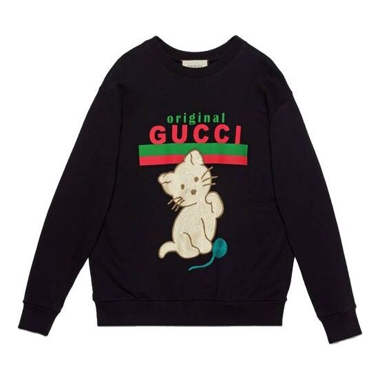 

Свитер cat logo printing pullover black Gucci, черный