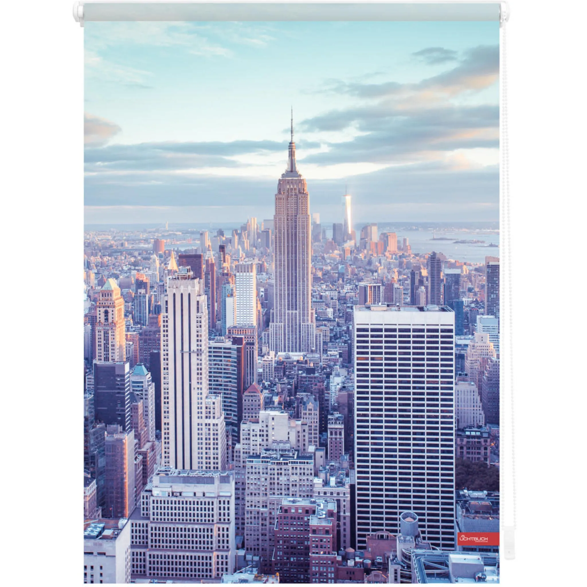 

LICHTBLICK ORIGINAL рулонная штора с боковым подъемом «Rollo Klemmfix, без сверления, затемнение, Нью-Йорк - Синий», затемнение, энергосберегающее затемнение, свободно висит, цвет blau + weiß