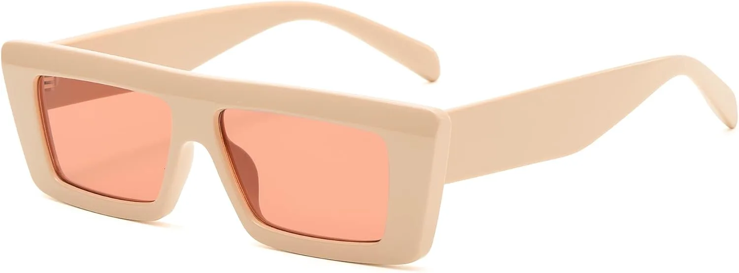 

Модные солнцезащитные очки Cyxus Trendy Small Square для женщин с защитой от УФ-излучения UV 400, стильная оправа из толстого поликарбоната, Pink Frame - Pink Lens