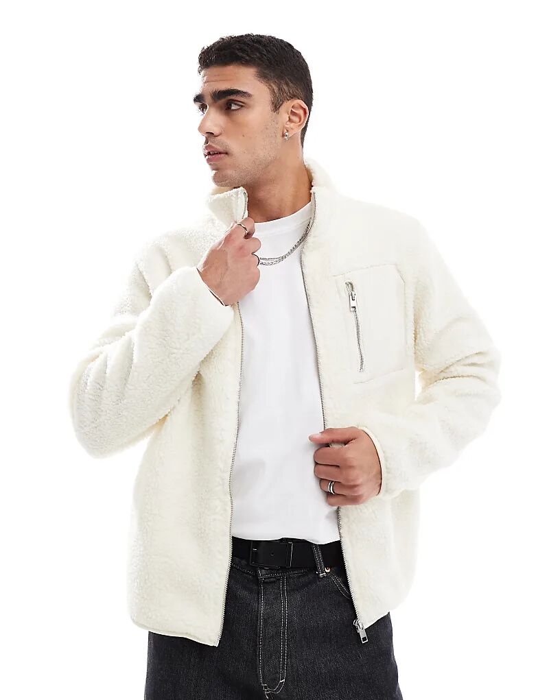 

Куртка из плюшевого флиса белого цвета Jack & Jones