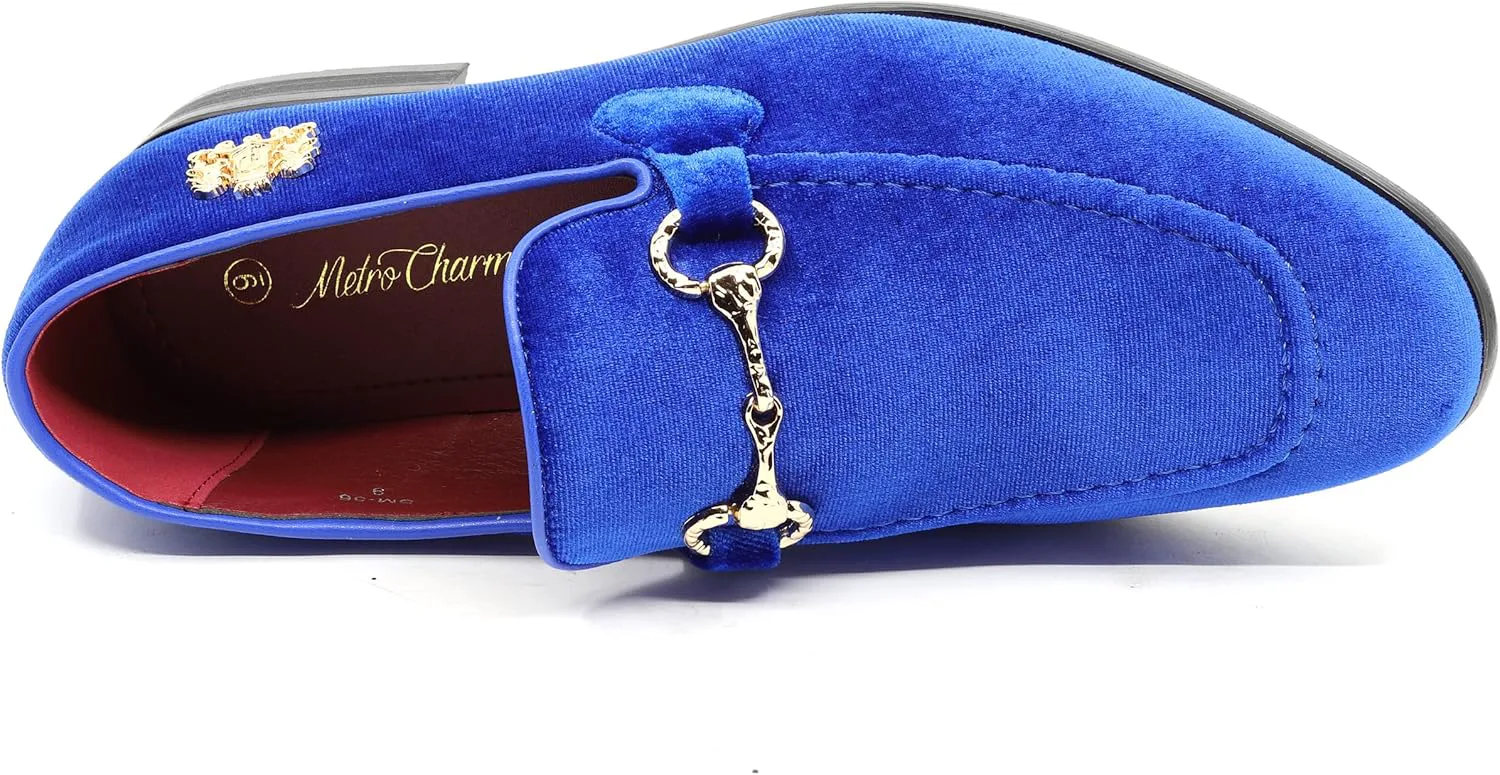 

Мужские бархатные дизайнерские классические туфли смокинг слипоны SM-56 Metrocharm, синий