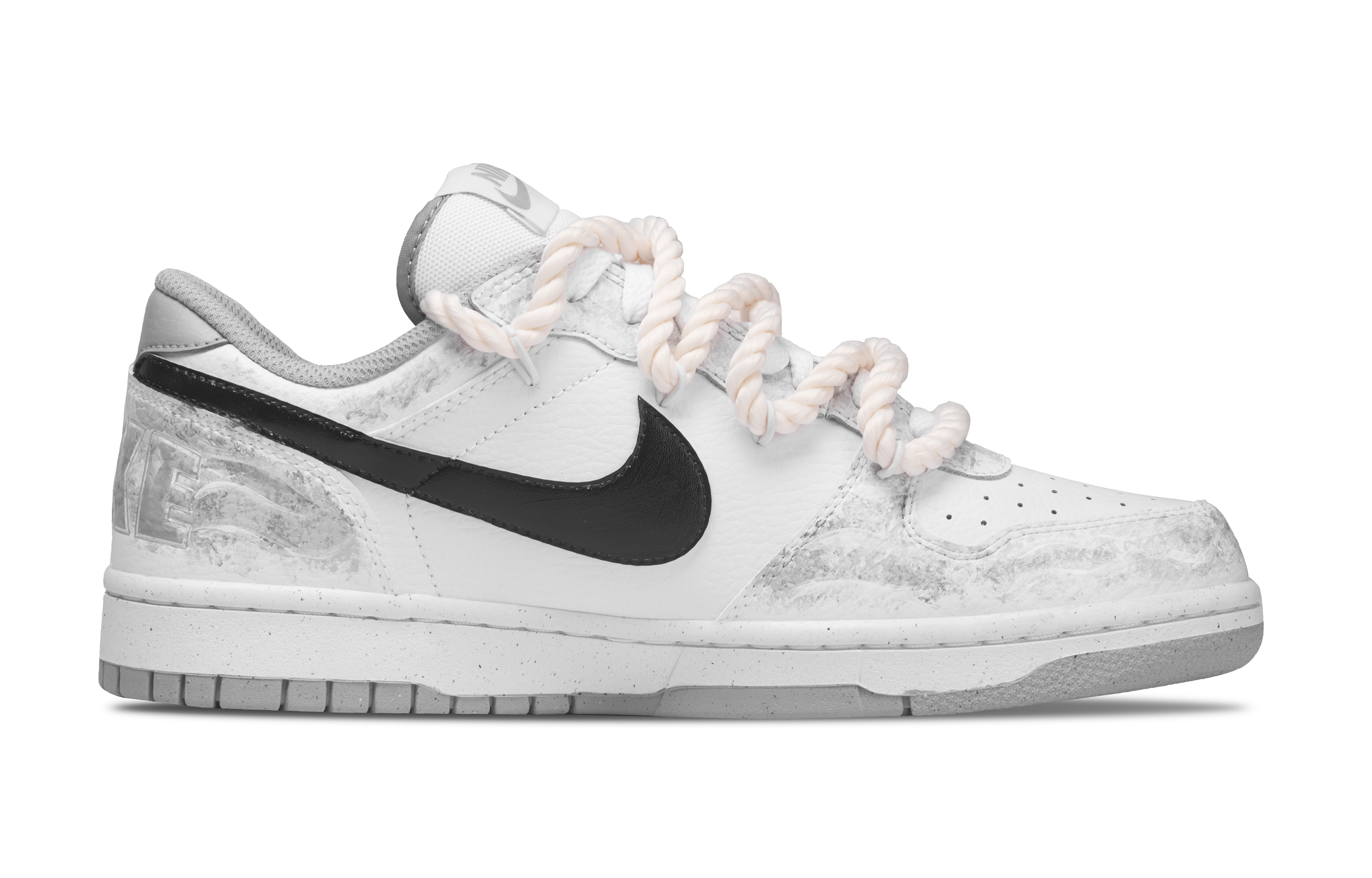 Nike Кастомные устойчивые к истиранию низкие кроссовки для скейтбординга Unisex White Gray — фото 3