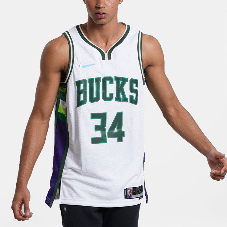 Джерси Nike Dri-FIT NBA Basketball Sports Milwaukee Bucks Giannis No.34 Vest 'White' — фото 3