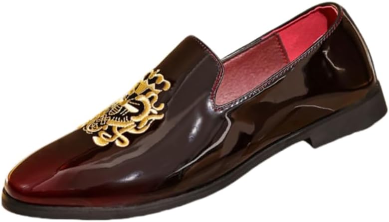 

Мужские кожаные лоферы большого размера - дышащие цельные деловые и повседневные слипоны Hoalox, красный