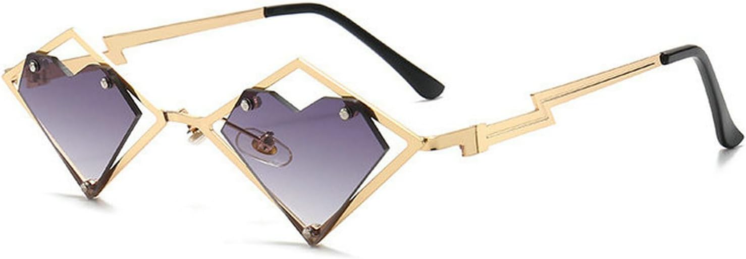 

Солнцезащитные очки COTIA без оправы в форме сердца в стиле хип-хоп, женские и мужские, с нестандартной металлической оправой, градиентный дизайн, ретро-стиль для вечеринок, Grey