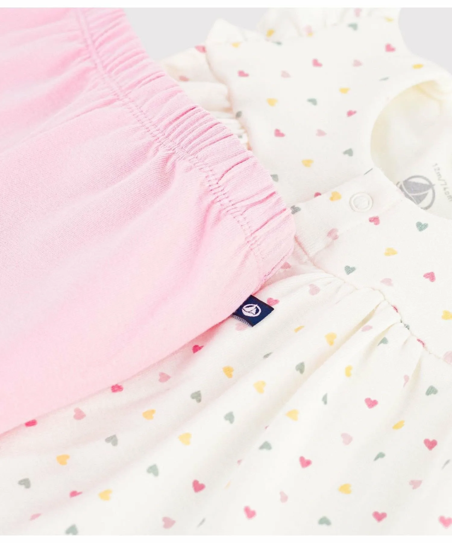 Детский комплект из двух предметов с принтом в виде сердечек PETIT BATEAU, Off-white/multicolor — фото 4