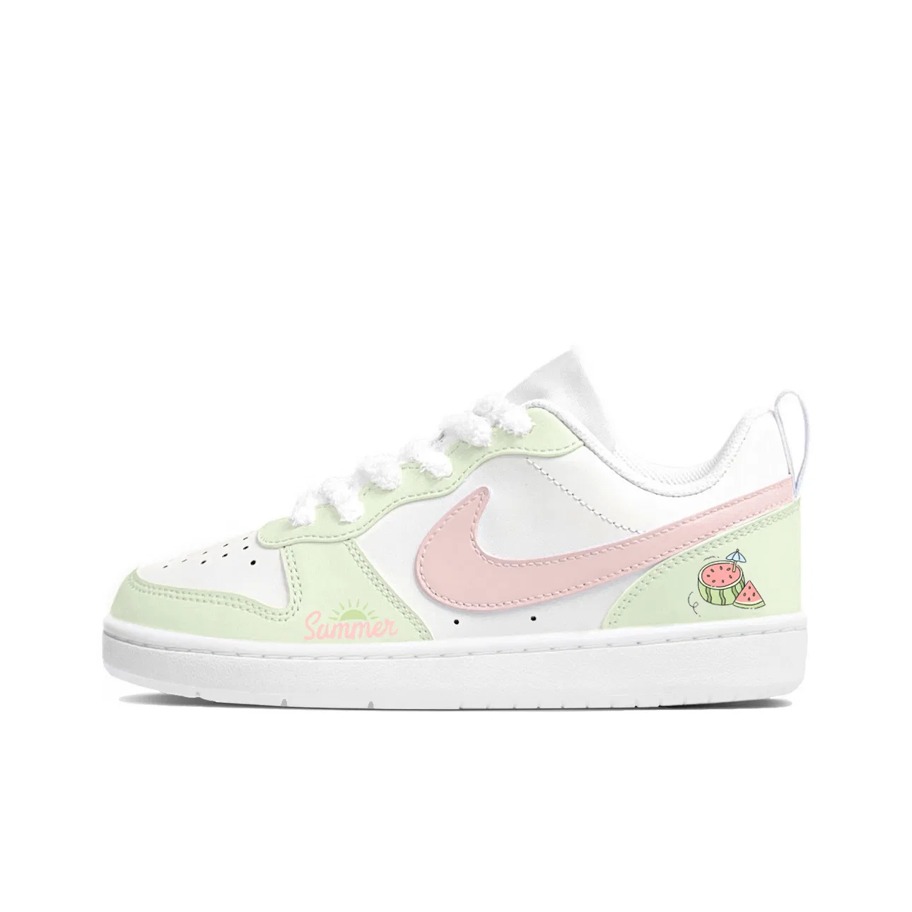 Кроссовки детские Nike Court Borough Pink Lime Watermelon Leather Low Top — фото 3