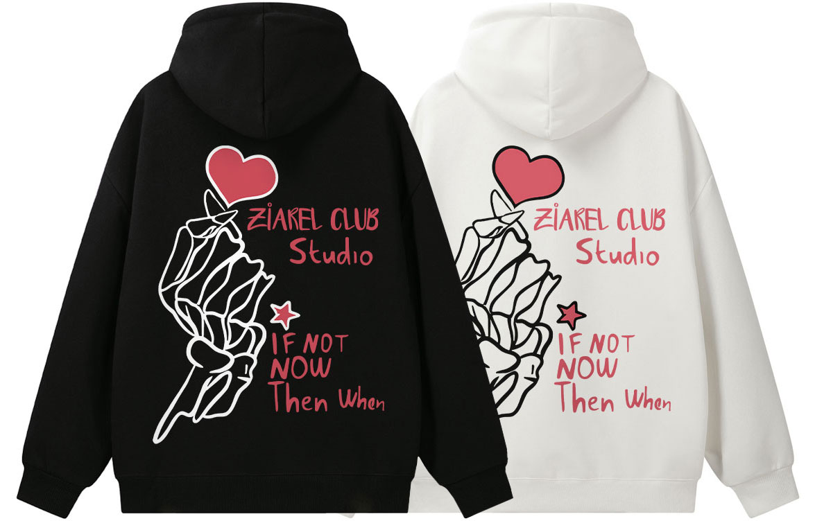 

Толстовка Unisex Hooded Moderate Heavyweight ZIAREL, черный+белый[2 pack]