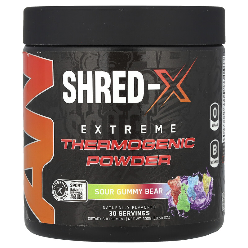 

ABE, Shred-X, Extreme-Thermogenic Powder, кислый жевательный мишка, 300 г (10,58 унции)