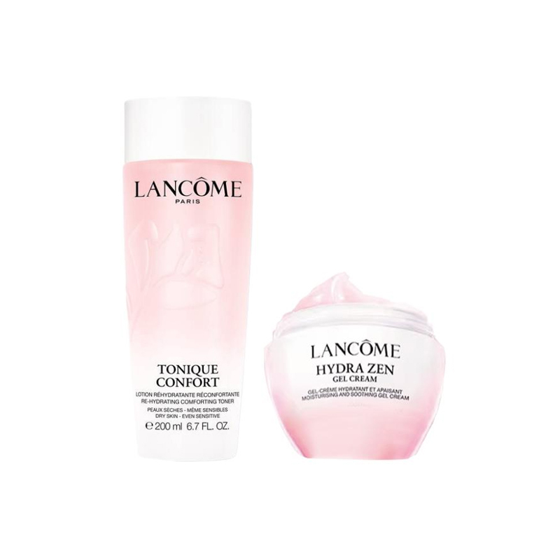 

LANCOME Lankou большой розовый набор для ухода за кожей вода+крем для лица увлажняющий и питающий 200мл+50мл/400мл+50мл