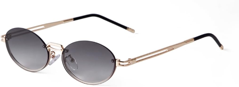 

Солнцезащитные очки с защитой UV400 | Коричневые круглые овальные без оправы с металлическими шарнирами | для женщин и мужчин, для занятий спортом на открытом воздухе и вождения DSVIGF, 02