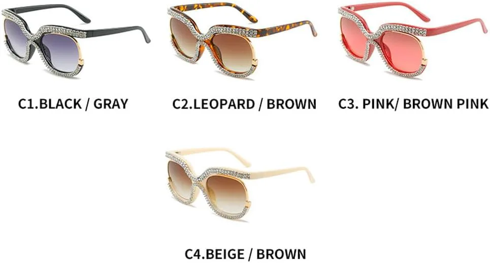 

Женские солнцезащитные очки со стразами, модные, в крупной оправе, с бриллиантами, большие очки с кристаллами, защита от ультрафиолета UV400 TKKTLLT, Green