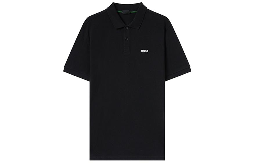 

Мужская рубашка-поло с короткими рукавами и лацканами HUGO BOSS, черный