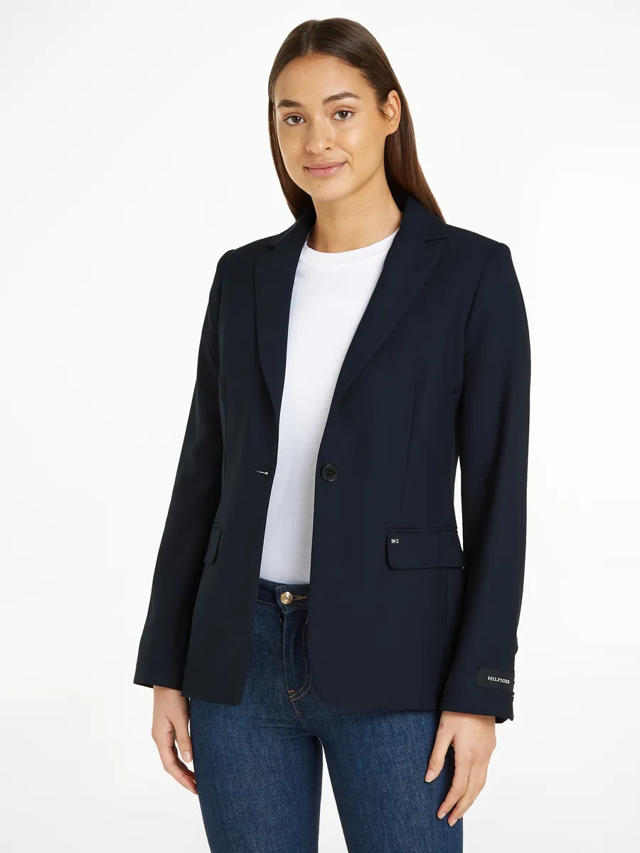 

Короткий пиджак Tommy Hilfiger "REGULAR SB BLAZER" с вышитым логотипом, синий