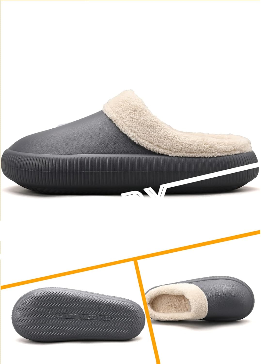 Зимние тапочки-гладиаторы unisex gigididi с утеплителем из меха, теплые и пушистые домашние тапочки, серый — фото 2