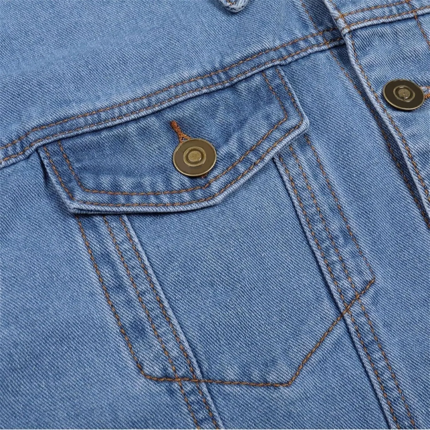 Мужская модная джинсовая куртка slim fit, повседневная ковбойская однобортная куртка с карманами Generic, светло-голубой — фото 4