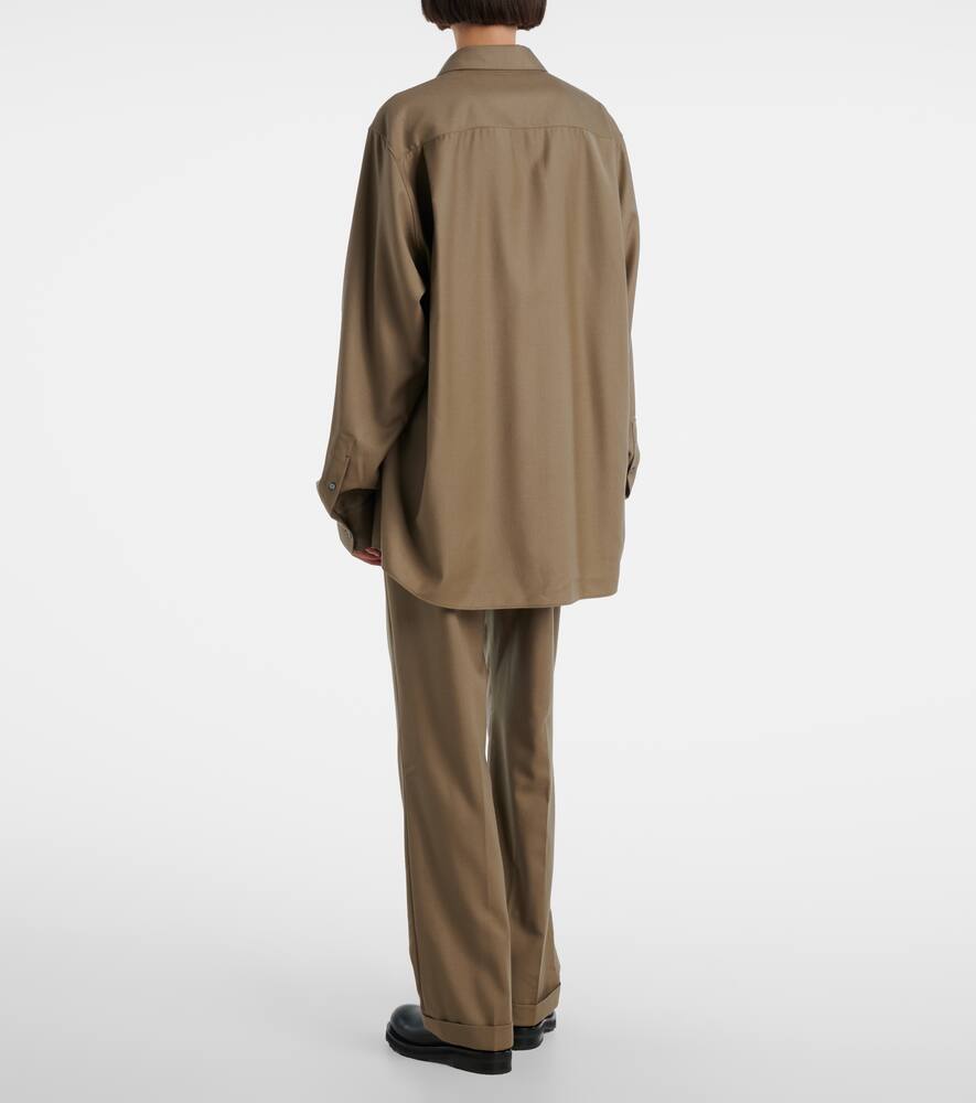 Рубашка из вирджинской шерсти Pino The Row, Military Beige — фото 3