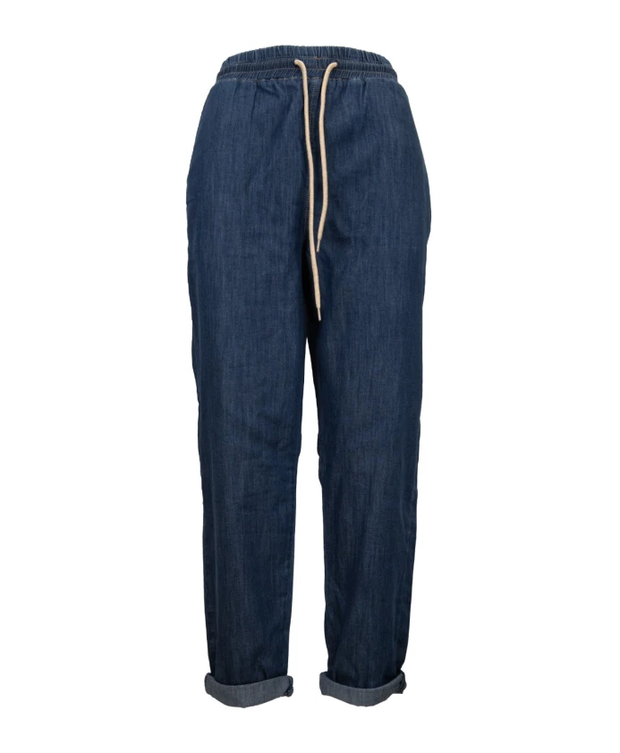 

Хлопковые женские брюки с бантом Liu Jo, синий