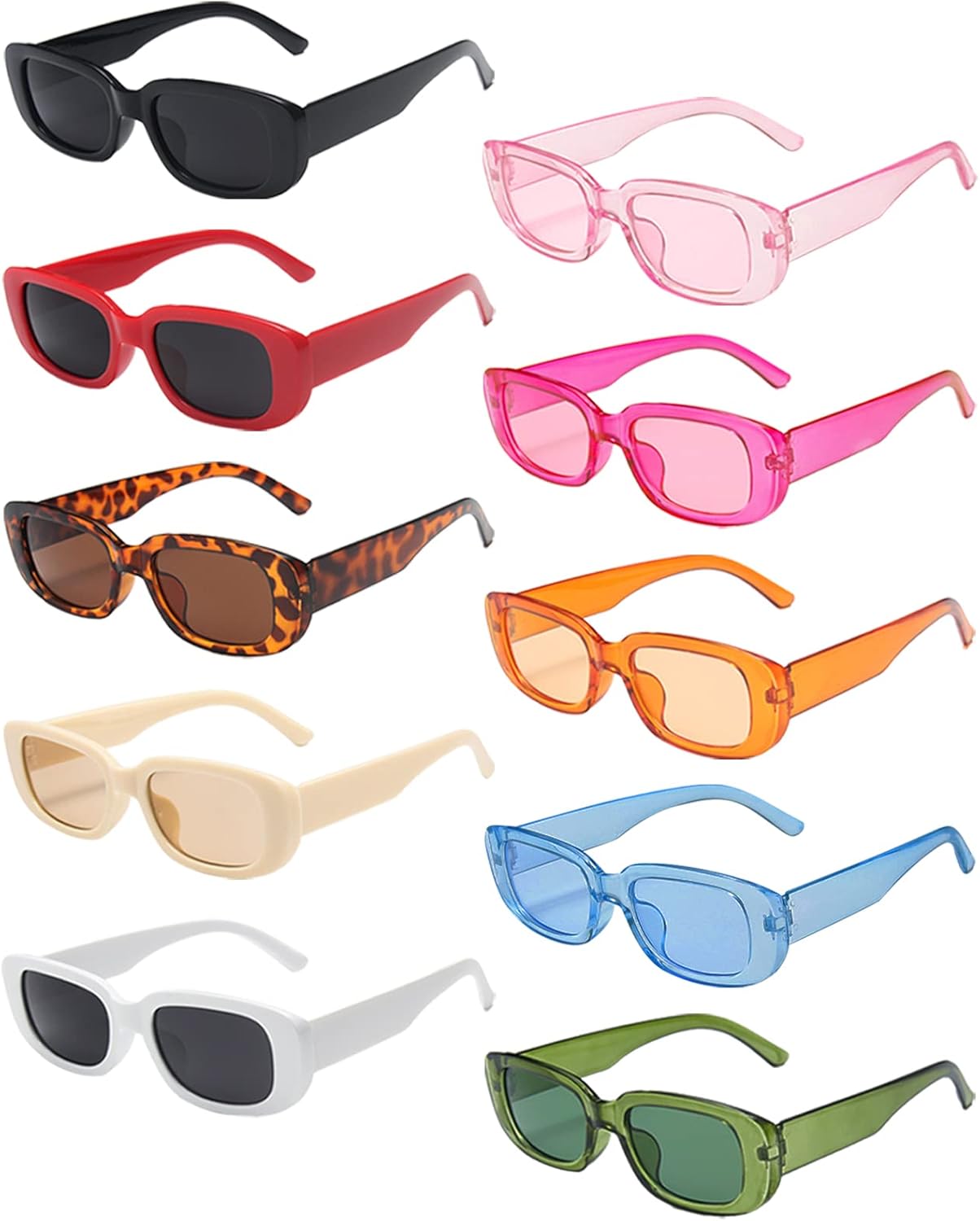 

Набор из 10/20 ретро-солнцезащитных очков прямоугольной формы узкой/толстой формы для женщин и мужчин, модный стиль 90-х, стиль Y2K, квадратные очки для вечеринок Geopty, 10 Narrow Rectangle Assorted Colors