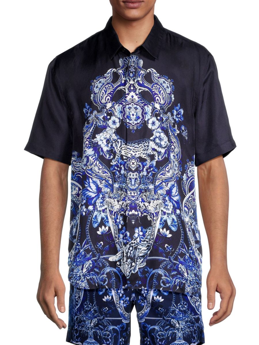 

Рубашка свободного кроя Delft Dynasty Silk Camilla, цвет Delft Dynasty