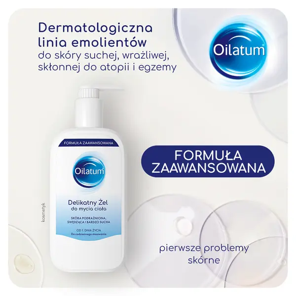 Нежный гель для мытья тела, 400 мл Oilatum Formuła zaawansowana — фото 2