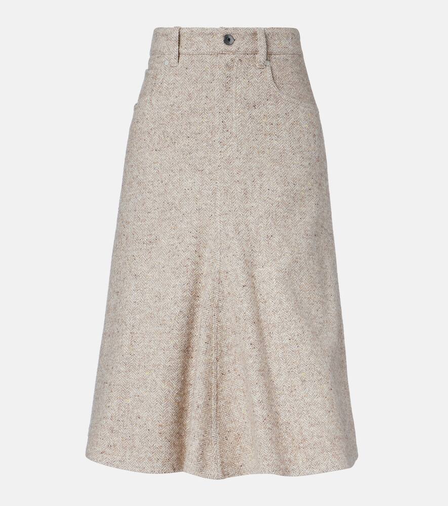 

Юбка миди из шерсти и шелка Monili Brunello Cucinelli, Beige Freddo/Panama