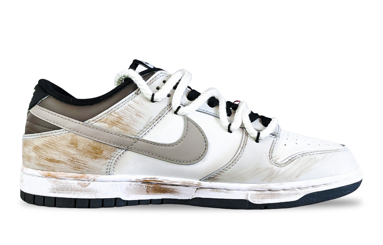 Nike Кроссовки для скейтбординга Dunk Low Sea Salt Bubbles, износостойкие низкие, унисекс, серо-коричневый — фото 3