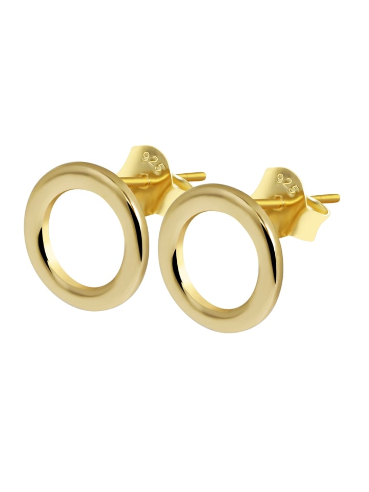 

Adeliás Женские серьги-гвоздики в форме круга, изготовленные из серебра 925 пробы с золотым покрытием