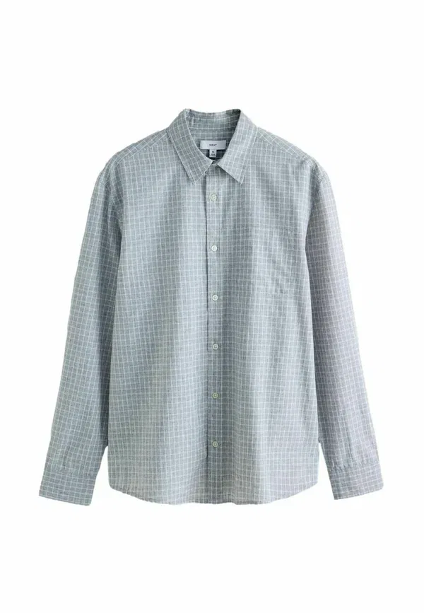 Рубашка Next Regular Fit Micro Check Long Sleeve, серая