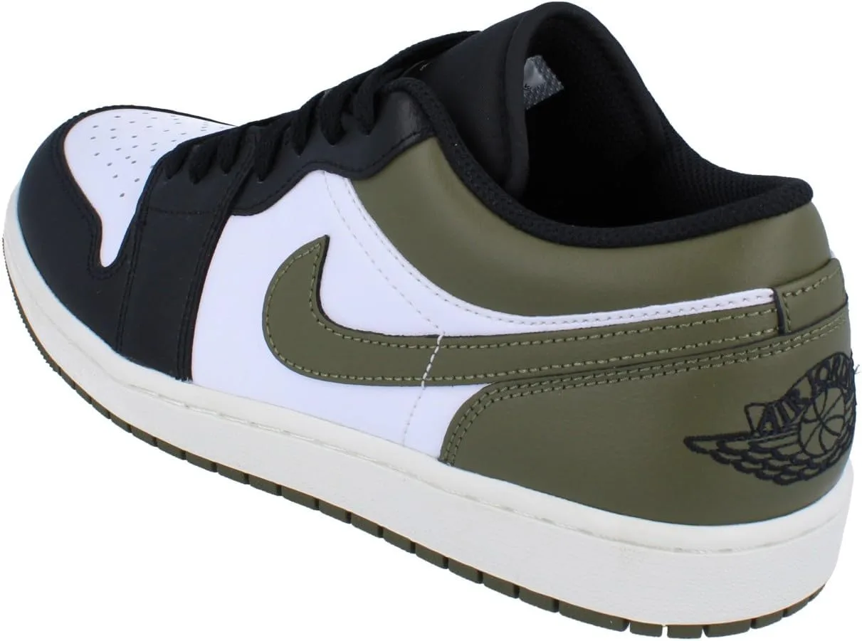 Мужские баскетбольные кроссовки Nike Air Jordan 1 Low, белый/черный/оливковый — фото 2