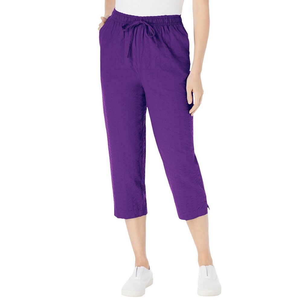 

Женщина в женских капри из жатого хлопка больших размеров Woman Within, цвет Purple Orchid