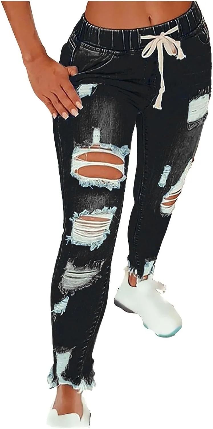 

JOFOW низкие джинсы для женщин slim fit stretchy distressed