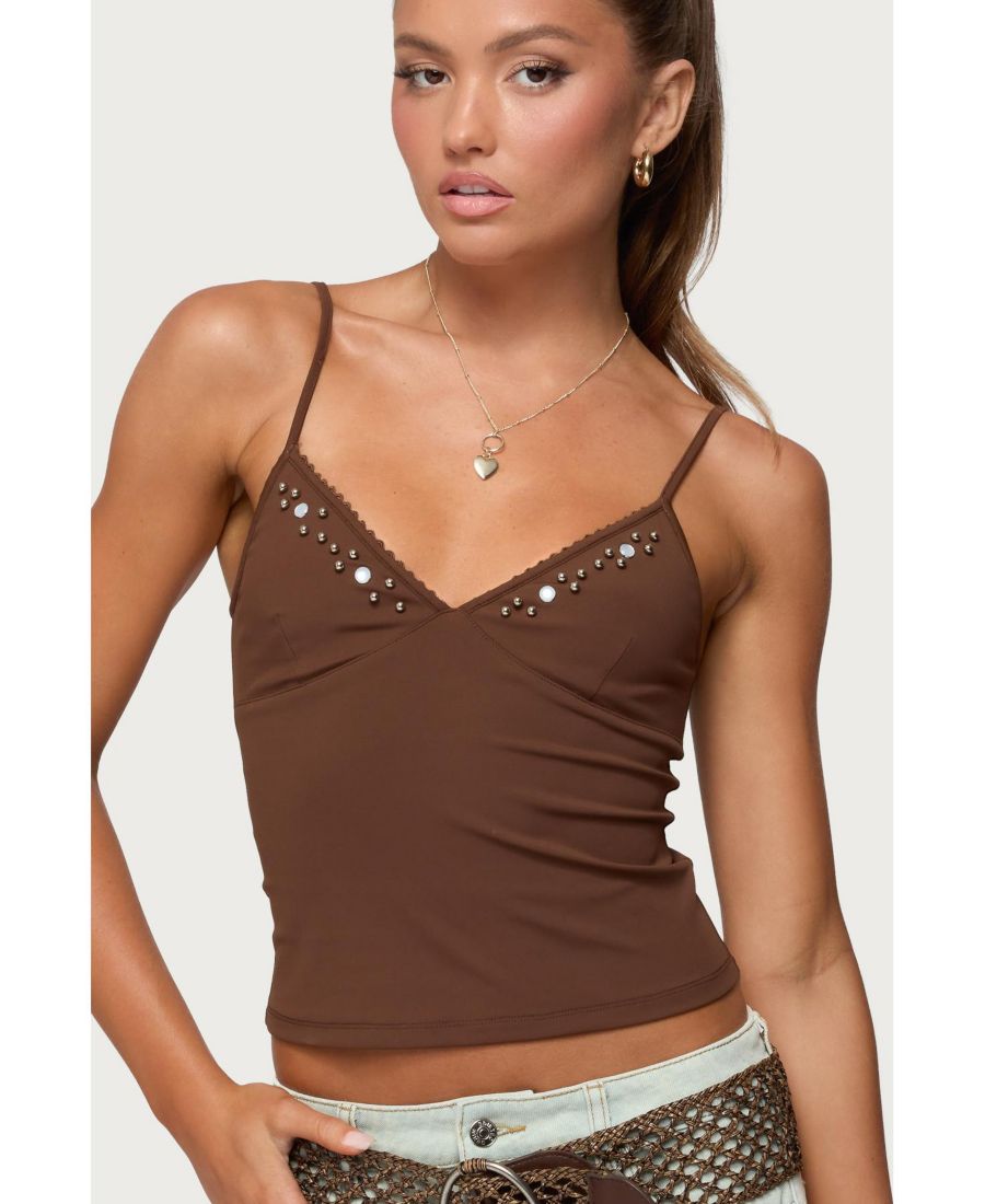 

Женская майка Holland Bead с V-образным вырезом Edikted, Brown