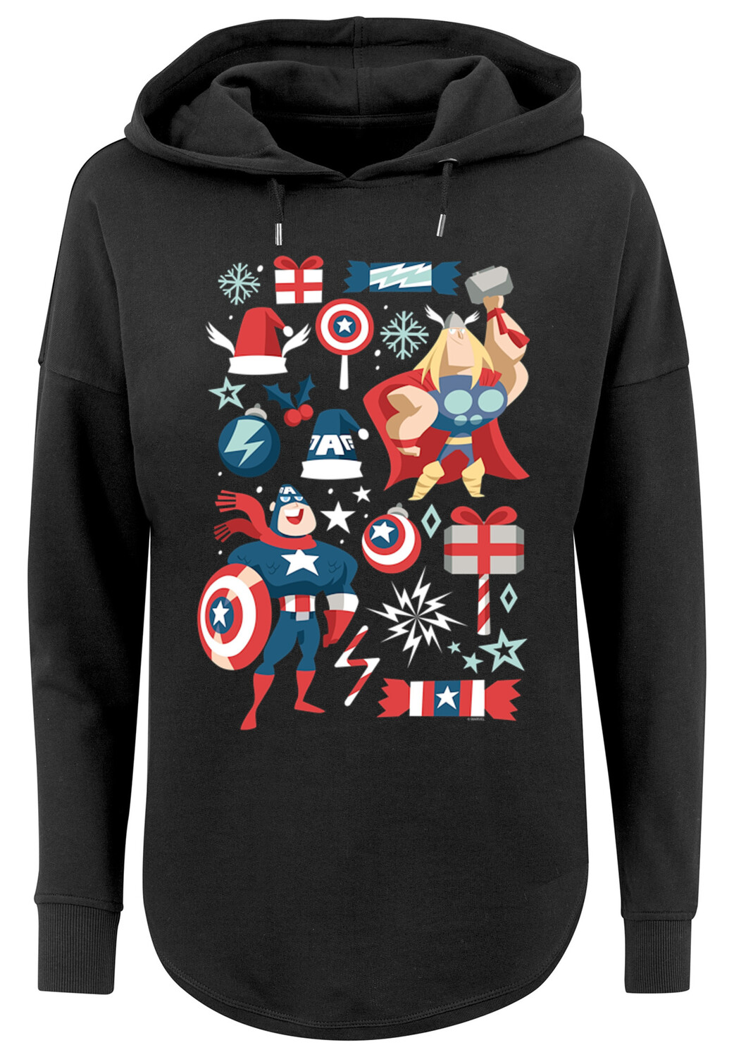 

Свитер F4NT4STIC Oversized Hoodie Marvel Thor und Captain America weihnachten, черный
